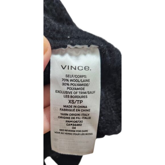 Vince Oversize Shawl Collar Soft Plush WoolBlend Rib Knit Cardigan Black XS $465 - Picture 10 of 15